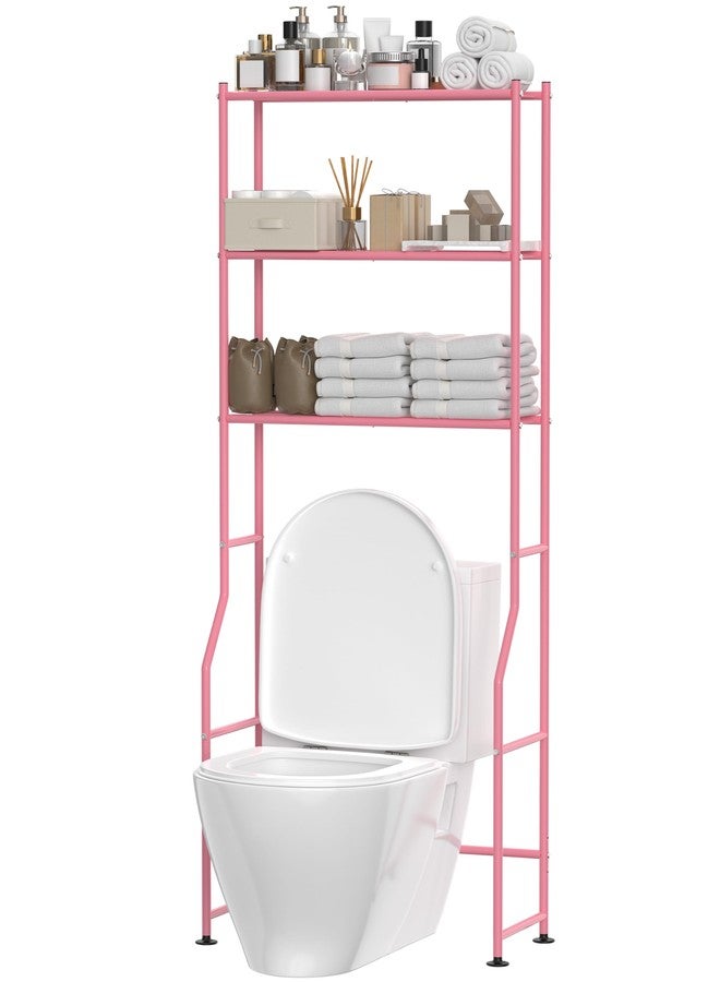 ASCENREST 3-Tier Over The Toilet Storage, Freestanding Metal Bathroom Shelves, Space Saver Above The Over Toilet Storage Shelf for Bathroom, Pink - Image 1